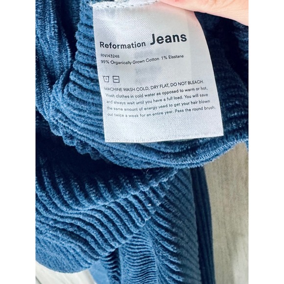 Reformation Jeans Corduroy Overalls Button Accent Wide Leg Blue Size 2 - Picture 5 of 8